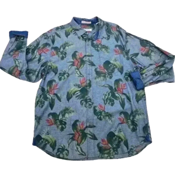 Tommy Bahama Other - Tommy Bahama Men's Large Chambray Floral Button-down Long-sleeved Shirt